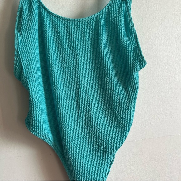 Aerie Sz L Blue Cheekiest Shimmery One Piece Swimsuit - Picture 5 of 8
